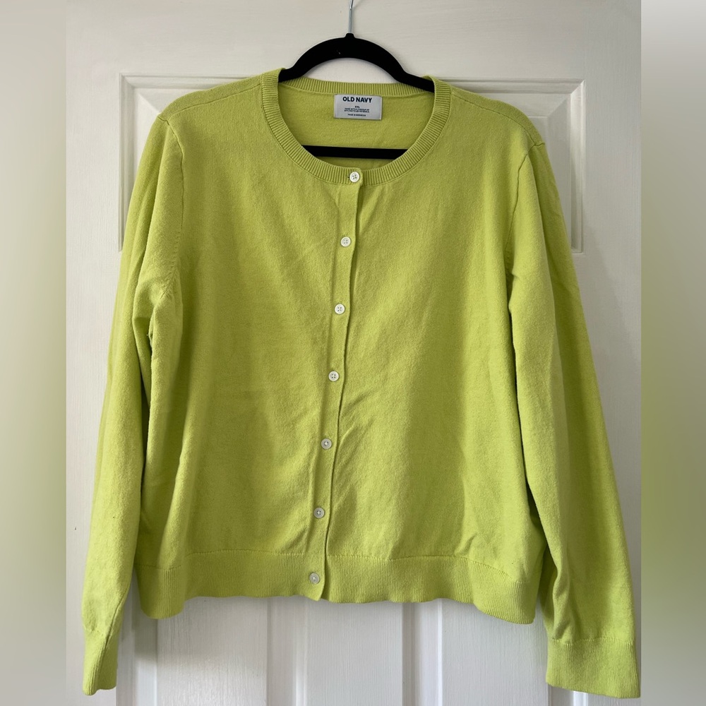 Old Navy Lime Green SoSoft Lite Crop Cardigan Sweater
